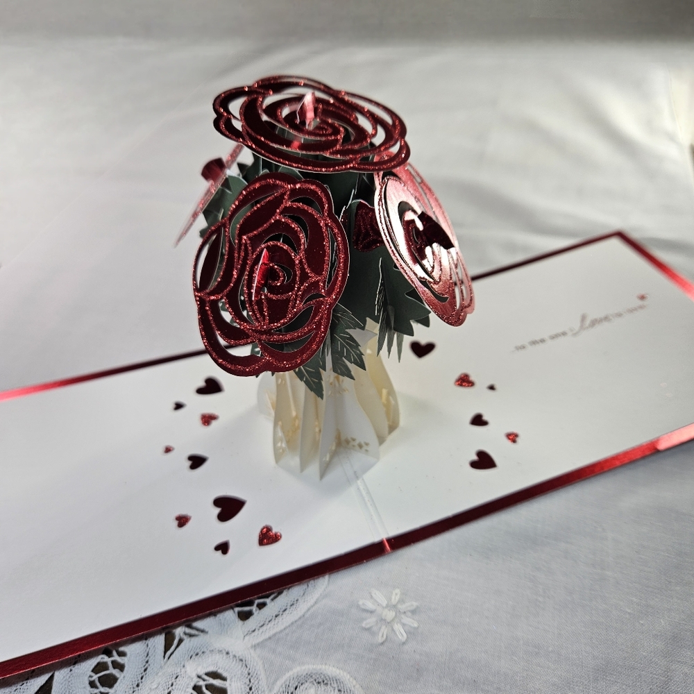 Valentine's Day for Love Wife Husband Partner 3D Red Roses Sculpture Hallmark